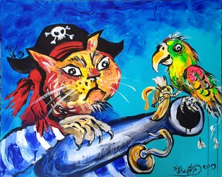 Lustige Piratenkatze