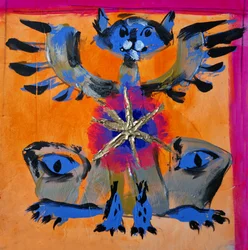 Mythischer blauer Katzenschützer
