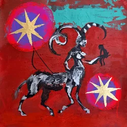 Roter Zentaur Goldene Sterne