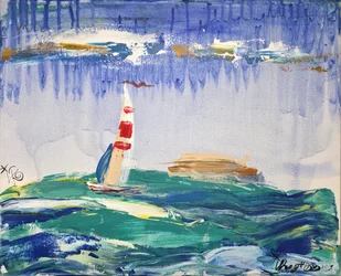 Segelboot auf Wellen
