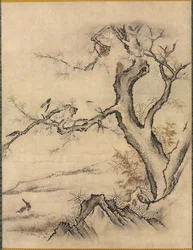 Blumen und Vögel in einer Frühlingslandschaft