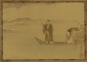 Chinesischer Mann und Frau in einem Boot