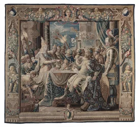 Kleopatra unterhält Antonius; Wandteppich, um 1640