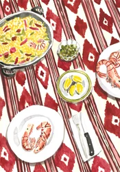 Spanische Paella-Mahlzeit