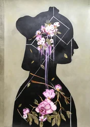 Blühende innere Silhouette