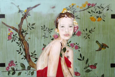 Frau in Blüte