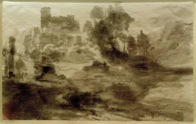 Landschaft mit Burg (oder Kirche)