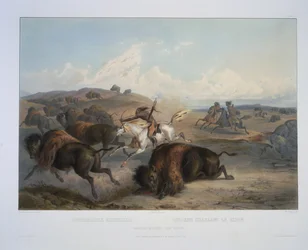 Indianer jagen den Bison