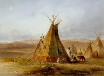 Lager der Assiniboin / Tipi / Karl Bodmer