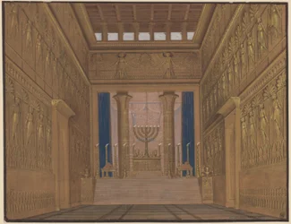 Athalia. Oper von Johann Nepomuk von Poissl. Entwurf zur 2. Dekoration. Innenansicht des Tempels zu Jerusalem