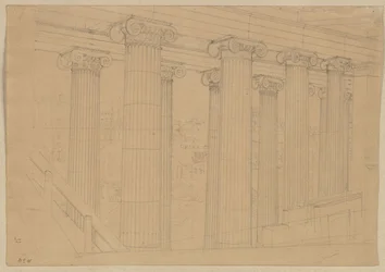 Berlin. Altes Museum am Lustgarten. Ausblick aus der Halle während des Baus