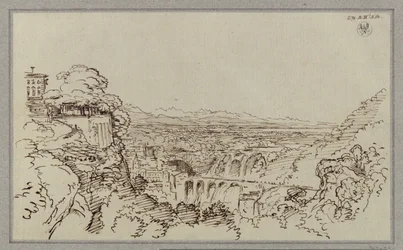 Eine Stadt, an die Lage von Tivoli erinnernd