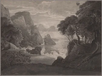 Felsige Küstenlandschaft mit einem Schloss