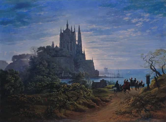 Gotische Kirche auf einem Felsen am Meer