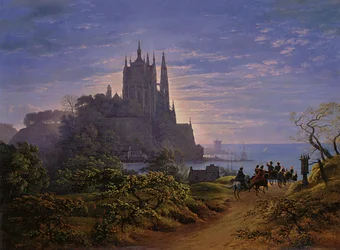 Gotische Kirche auf einem Felsen am Meer