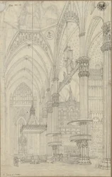 „Innere Ansicht des Querschiffs des Domes von Milano“ / Blick in die Vierung und das nördliche Querschiff des Domes von Mailand