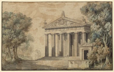 Iphigenie auf Tauris. Schauspiel von Johann Wolfgang von Goethe. Entwurf zu einer Dekoration. Tempel der Diana