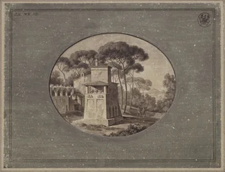 „Meierei im Pinienhain der Villa Borghese bei Rom“ / Die Casa Cenci im Park der Villa Borghese in Rom