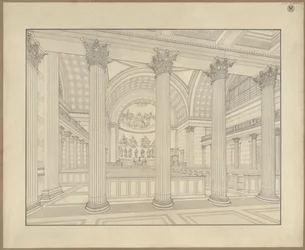 Potsdam. Nikolaikirche. Perspektivische Innenansicht des Ausführungsentwurfs
