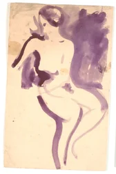 Nacktes, sitzendes weibliches Modell