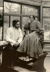Der russische Schriftsteller Leonid Andrejew mit seiner Frau, frühes 20. Jahrhundert