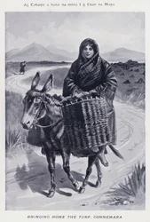 Heimbringen des Torfs, Connemara (s/w Foto)