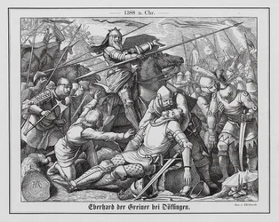 Eberhard II., Graf von Württemberg, in der Schlacht bei Döffingen
