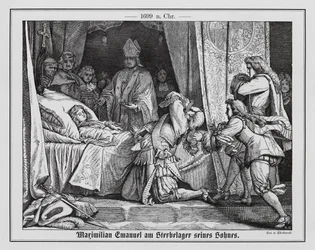 Maximilian II. Emanuel, Kurfürst von Bayern, am Sterbebett seines Sohnes