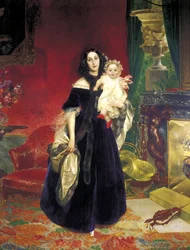 Maria Arkadyevna Stolypina Beck 1819-1889 mit ihrer Tochter, 1840