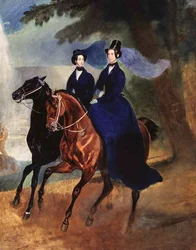 Porträt von Kaiserin Alexandra Fjodorowna mit ihrer Tochter, 1837