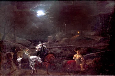 Ritter vor der Köhlerhütte