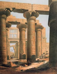 Innenansicht der Halle von Karnak. Lithographie nach Karl Richard Lepsius (1810-1884) Preußischer Ägyptologe. Hypostylhalle im Karnak-Tempelkomplex in Theben (Luxor).