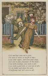 Mädchen und Jungen kommen zum Spielen heraus