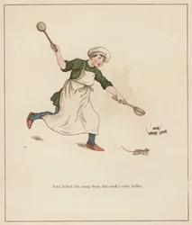 Kate Greenaway Illustration für Der Rattenfänger von Hameln von Robert Browning (Farblithographie)