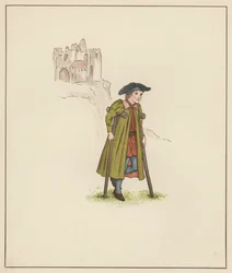 Kate Greenaway Illustration für Der Rattenfänger von Hameln von Robert Browning (Farblithographie)