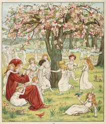 Wie ihre Kinder gestohlen wurden, aus Der Rattenfänger von Hameln, veröffentlicht 1888 (Farblithografie)