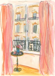 Paris Fensterblick Illustration