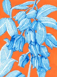 Leuchtend blaue Pflanzenmotive