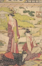 Drei Frauen genießen literarische Beschäftigungen, ca. späte 1780er