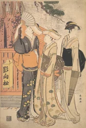 Drei Frauen am Fuße eines Kiefernbaums, ca. 1790