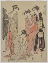 Frauen des Tatsumi-Distrikts aus der Serie Östliche Bräuche der Gegenwart, um Mitte 1780er