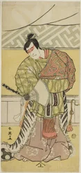 Schauspieler Sakata Hangorō III als Takechi Mitsuhide in „Muromacho-Chronik in Kana-Schrift“
