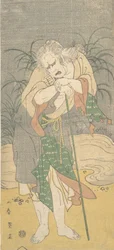 Asao Tamejuro als grauhaariger alter Mann in zerlumpten Kleidern, ca. 1789