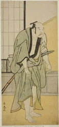 Der Schauspieler Asao Tamejuro I als betrunkener Gotobei im Stück Yoshitsune Koshigoe Jo, aufgeführt im Ichimura-Theater im neunten Monat, 1790