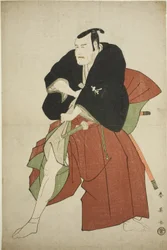 Der Schauspieler Matsumoto Koshiro IV als Kakogawa Honzo im Stück Kanadehon Chushingura, aufgeführt im Kawarazaki-Theater im fünften Monat, 1795