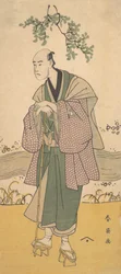 Der dritte Bando Hikosaburo als ein Mann am Ufer eines Flusses, ca. 1793