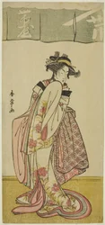 Der Schauspieler Segawa Kikunojo III als Shinanoya Ohan im Stück Kabuki no Hana Bandai Soga, aufgeführt im Ichimura Theater im dritten Monat, ca. 1786