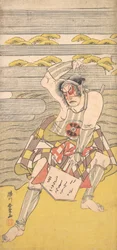 Ein Schauspieler der Bando-Linie als Gesetzloser am Ufer eines Flusses, ca. 1780