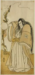 Der Schauspieler Ichikawa Danzo IV als Shutokuin im Stück Tokimekuya O-Edo no Hatsuyuki, aufgeführt im Morita-Theater im elften Monat, 1780