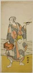 Der Schauspieler Ichikawa Yaozo II. als Fährmann Jirosaku im Stück Oyafune Taiheiki, aufgeführt im Ichimura-Theater im elften Monat 1775